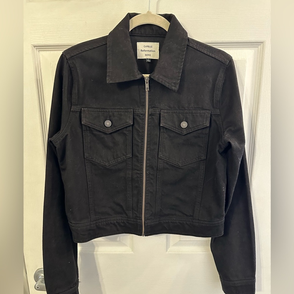 Reformation Romy Denim Jacket Black L